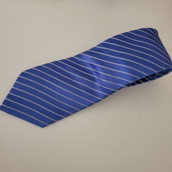 Donald Trump Stripe Tie Silk Blue & White - Picture 3 of 9